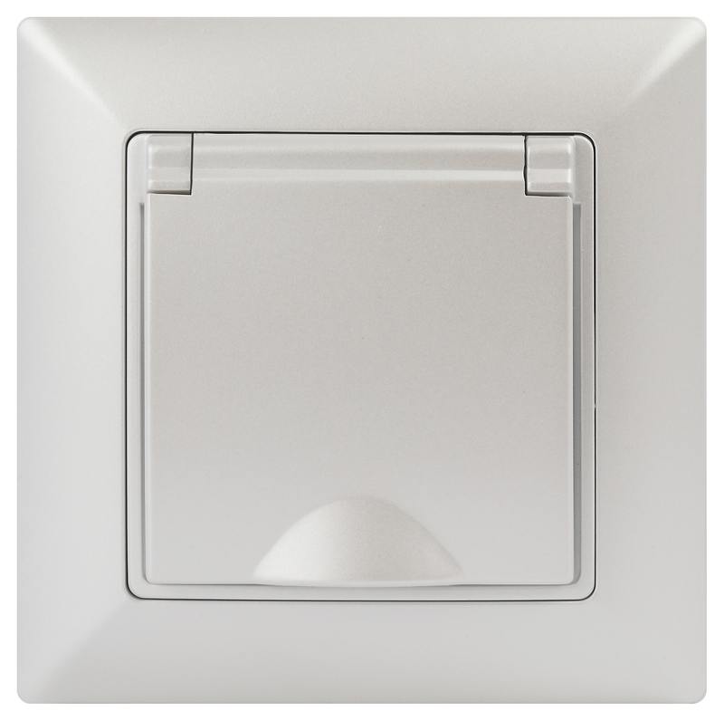 Розетка Intro Solo 4-203-06 с заземлением 2P+E Schuko с крышкой Розетка Intro Solo 4-203-06 с заземлением 2P+E Schuko с крышкой