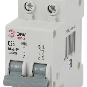 Автоматический выключатель ЭРА SIMPLE SIMPLE-mod-14 ВА 47-29 2P 25А кривая С 4