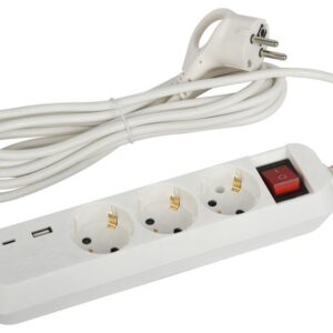 Удлинитель электрический ЭРА UB-3es-3m-USB c заземлением с выключателем 3 розетки + 1xUSBA+1xUSBC 3м 10А купить оптом недорого
