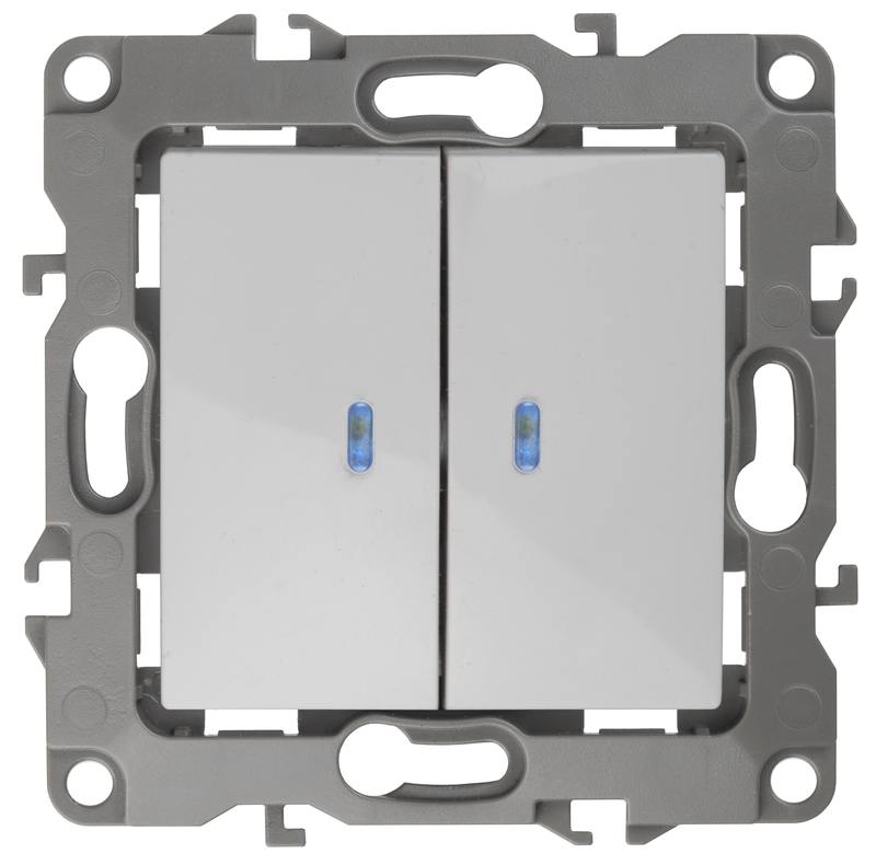 12-1105-01 ЭРА Выключатель двойной с подсветкой 12-1105-01 ЭРА Выключатель двойной с подсветкой
