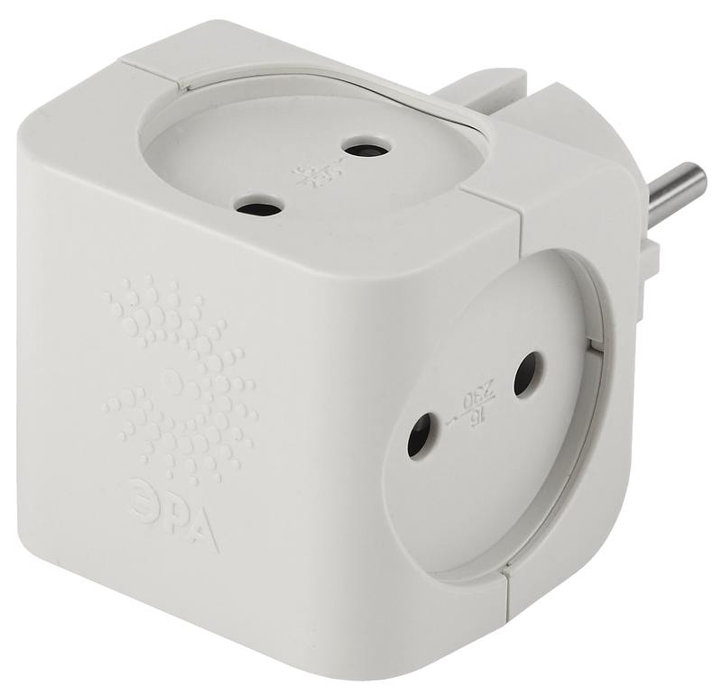 Разветвитель электрический ЭРА SP-4-W на 4 розетки без заземления 16А белый оптом купить хорошая цена Разветвитель электрический ЭРА SP-4-W на 4 розетки без заземления 16А белый купить оптом недорого