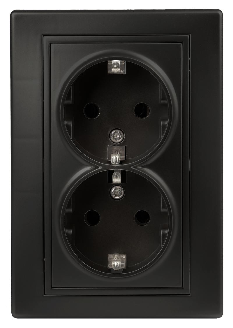 Розетка Intro Plano 1-205-05 с заземлением двойная 2X2P+E Schuko Розетка Intro Plano 1-205-05 с заземлением двойная 2X2P+E Schuko