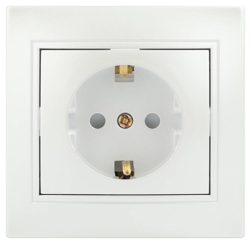 Розетка Intro Plano 1-206-06 с заземлением 2P+E Schuko со шторками Розетка Intro Plano 1-206-06 с заземлением 2P+E Schuko со шторками