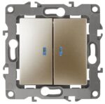 12-1105-04 ЭРА Выключатель двойной с подсветкой