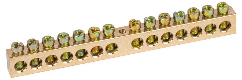 Шина ЭРА NO-122-33 PEN земля-ноль 8х12мм 14/1 латунная крепеж по центру оптом купить хорошая цена Шина ЭРА NO-122-33 PEN земля-ноль 8х12мм 14/1 латунная крепеж по центру купить оптом недорого