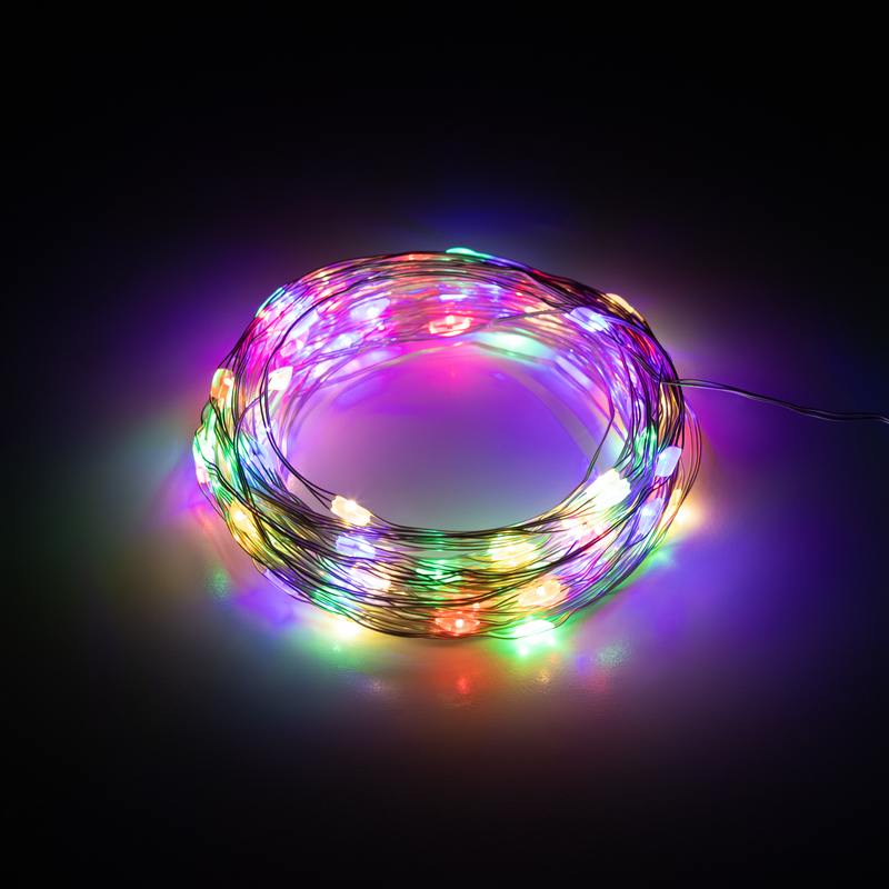 Светодиодная новогодняя гирлянда Intro Holiday INNR-02M нить мультиколор 10 м 100 microled IP20 3AA оптом купить хорошая цена Светодиодная новогодняя гирлянда Intro Holiday INNR-02M нить мультиколор 10 м 100 microled IP20 3AA купить оптом недорого