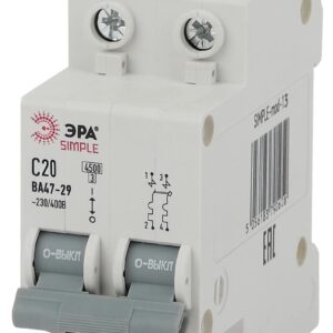Автоматический выключатель ЭРА SIMPLE SIMPLE-mod-13 ВА 47-29 2P 20А кривая С 4