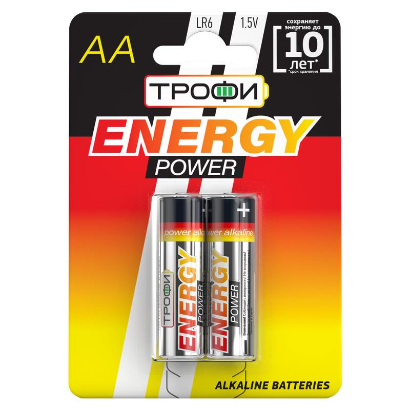 Батарейки Трофи LR6-2BL ENERGY POWER Alkaline оптом купить хорошая цена Батарейки Трофи LR6-2BL ENERGY POWER Alkaline купить оптом недорого