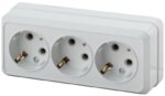 Розетка Intro Quadro 2-206-01 с заземлением трехместная 3х2P+E