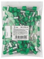 Наконечник-гильза НШВИ ЭРА NO-570-09 Е16-12 16мм2 с изолированным фланцем зеленый упаковка 100 шт купить оптом недорого