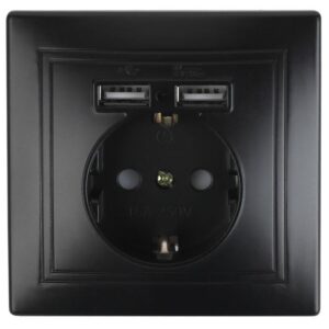 Розетка Intro Plano 1-410-05 с заземлением 2P+E Schuko со шторками