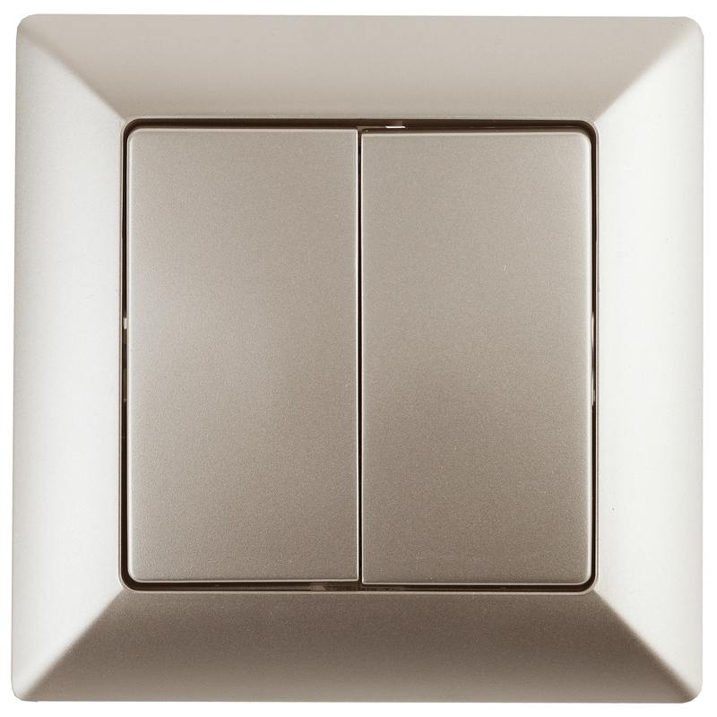 Выключатель Intro Solo 4-104-04 двухклавишный 10А-250В Выключатель Intro Solo 4-104-04 двухклавишный 10А-250В