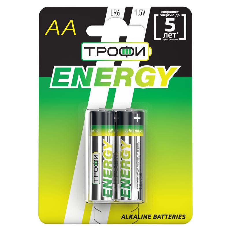 Батарейки Трофи LR6-2BL ENERGY Alkaline оптом купить хорошая цена Батарейки Трофи LR6-2BL ENERGY Alkaline купить оптом недорого