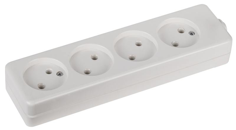 Колодка ЭРА K-4 4 розетки без зазeмления оптом купить хорошая цена Колодка ЭРА K-4 4 розетки без зазeмления купить оптом недорого