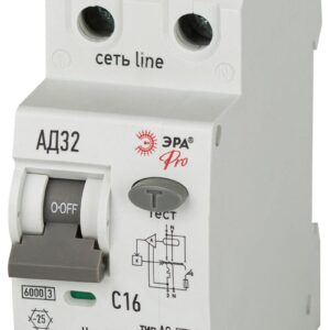 АВДТ 6кА ЭРА PRO D326E2C16АC30P АД-32 электронное 1P+N C16 30мА тип АC защита 270В купить оптом недорого