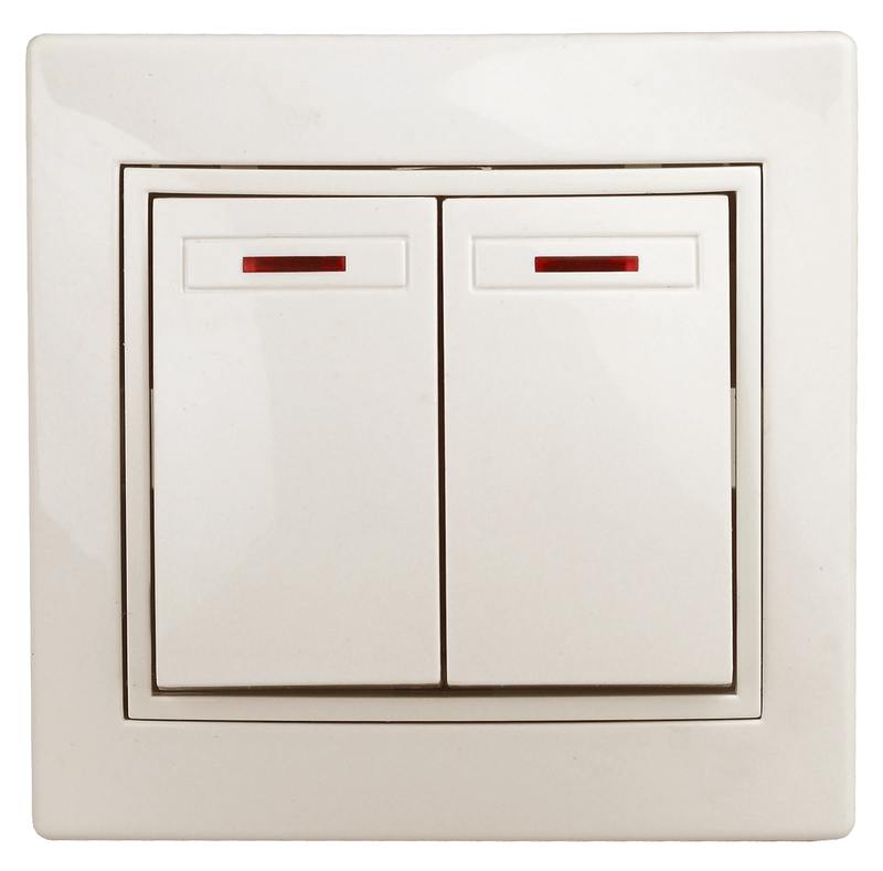 Выключатель Intro Plano 1-105-02 двухклавишный с подсветкой Выключатель Intro Plano 1-105-02 двухклавишный с подсветкой