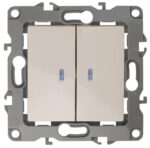 12-1105-02 ЭРА Выключатель двойной с подсветкой