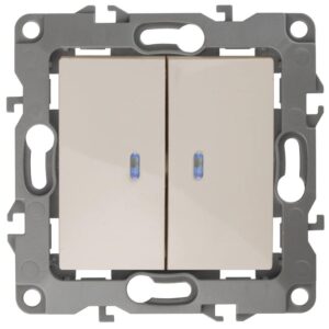 12-1105-02 ЭРА Выключатель двойной с подсветкой