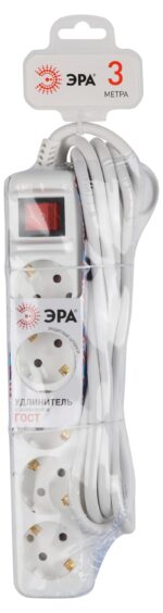 5 с заземлением с выключателем 5 розеток 3м ПВС 3x1