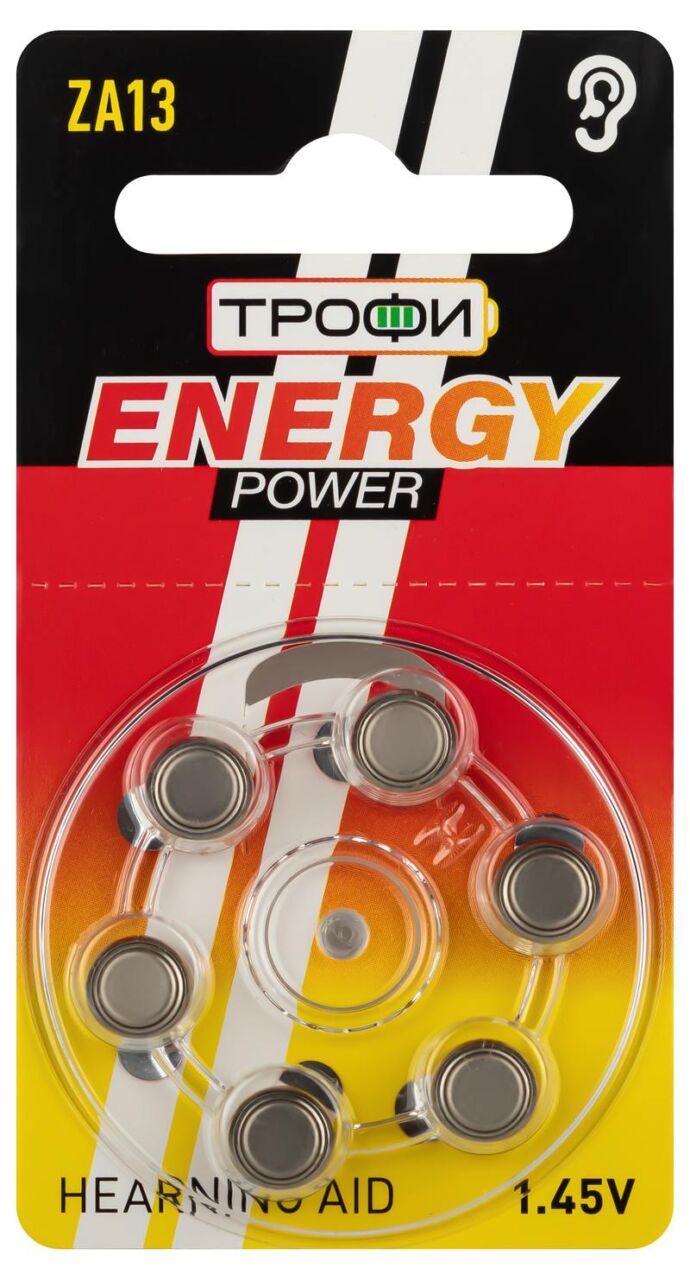 Батарейки Трофи ZA13-6BL ENERGY POWER Hearing Aid оптом купить хорошая цена Батарейки Трофи ZA13-6BL ENERGY POWER Hearing Aid купить оптом недорого